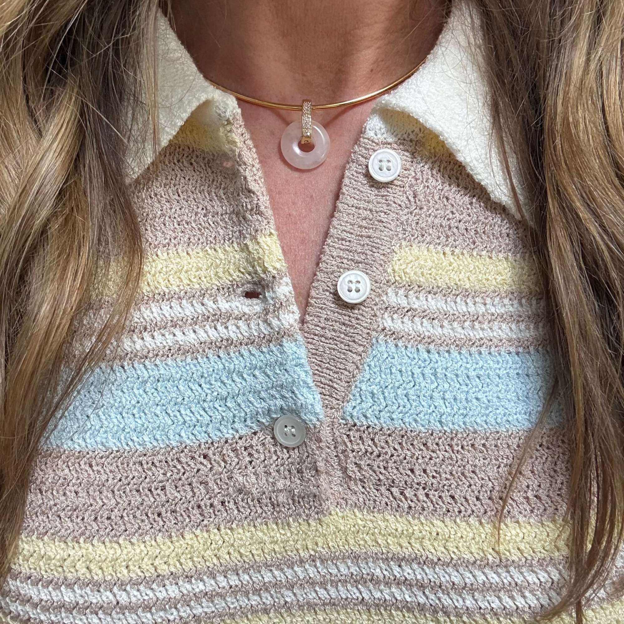Gold Choker - Rose Quartz Donut