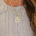 Paperclip gold chain - Opalite Flower