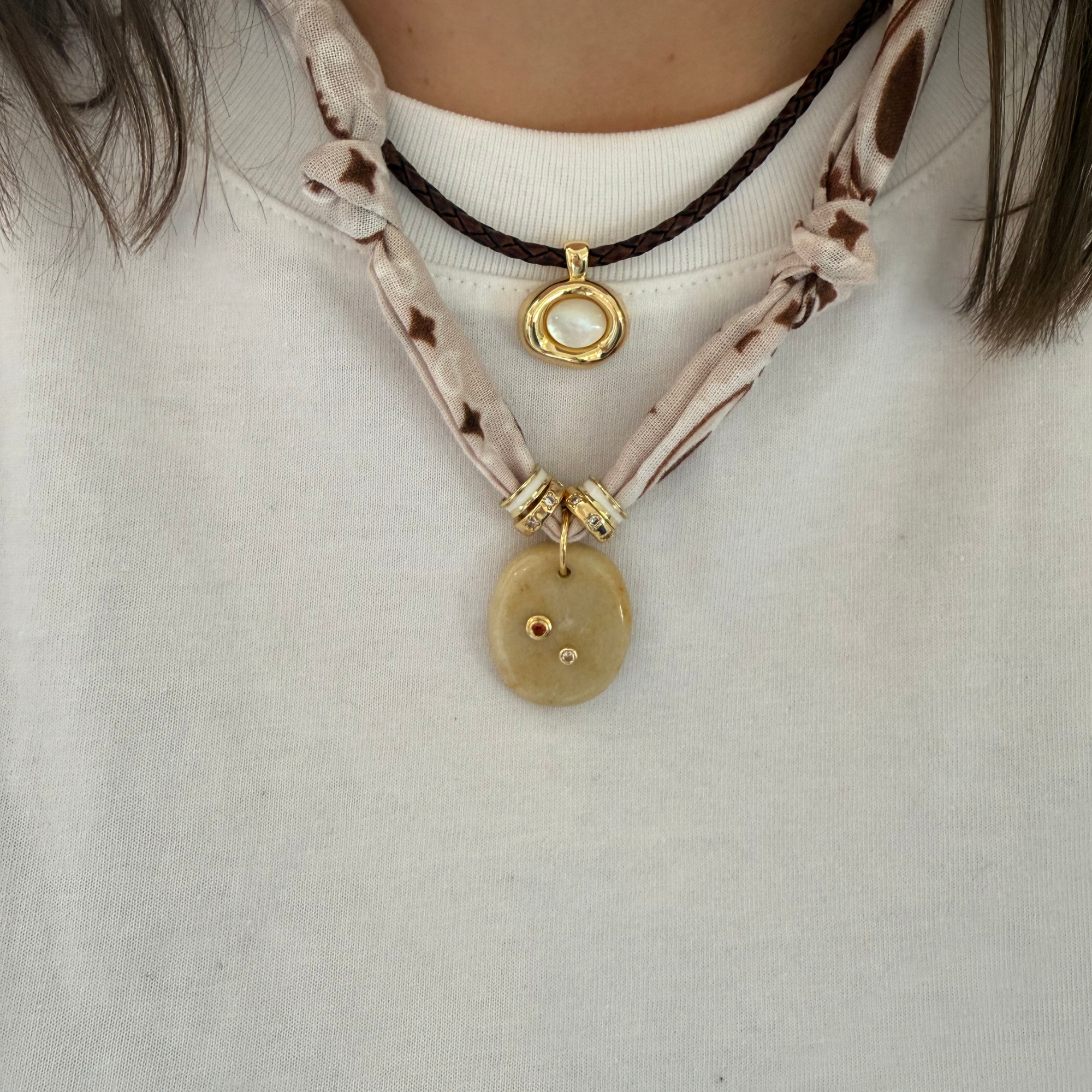 White & Brown Bandana - Topaz Stone