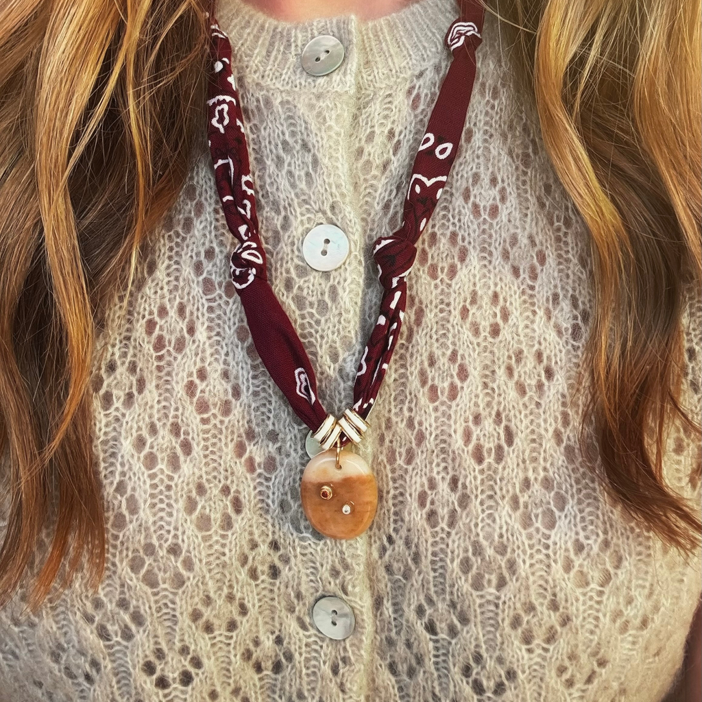 Burgundy Bandana with Topaz