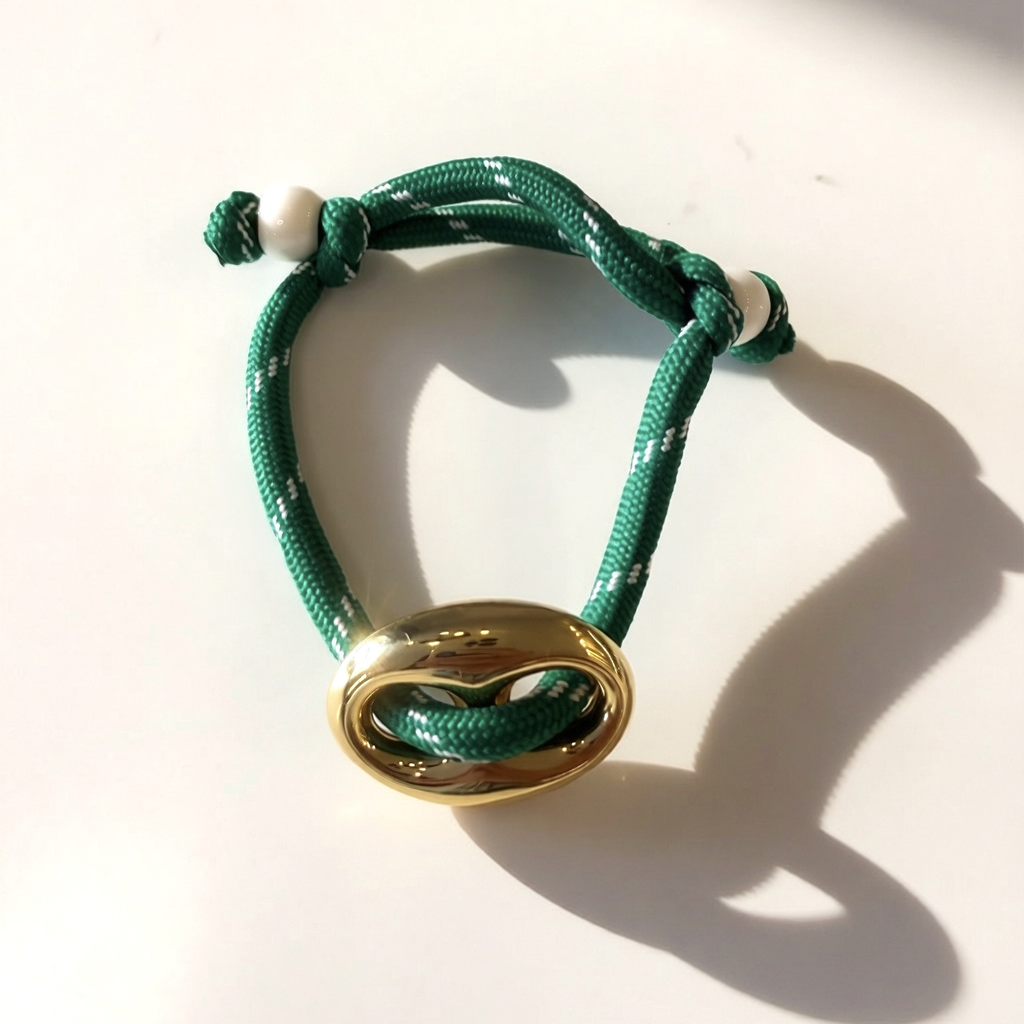 Green Paracord with Gold Mariner Bracelet