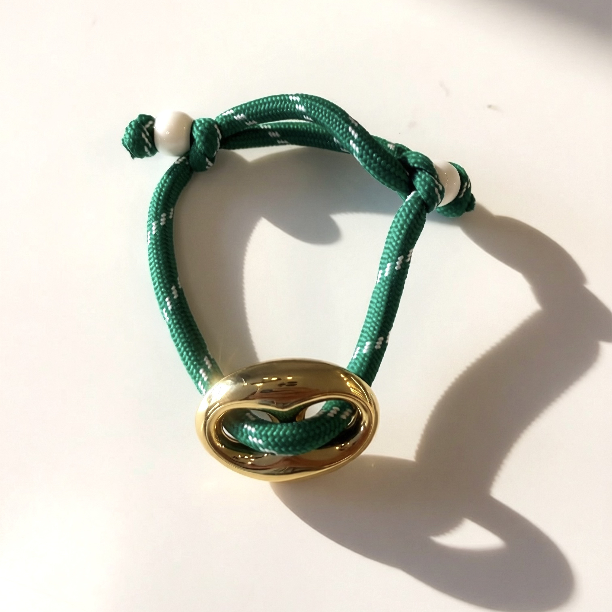 Green Paracord with Gold Mariner Bracelet