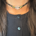 Black Paracord Choker with Clear Quartz Bead