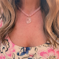 Rose quartz beads with clear quartz pendant