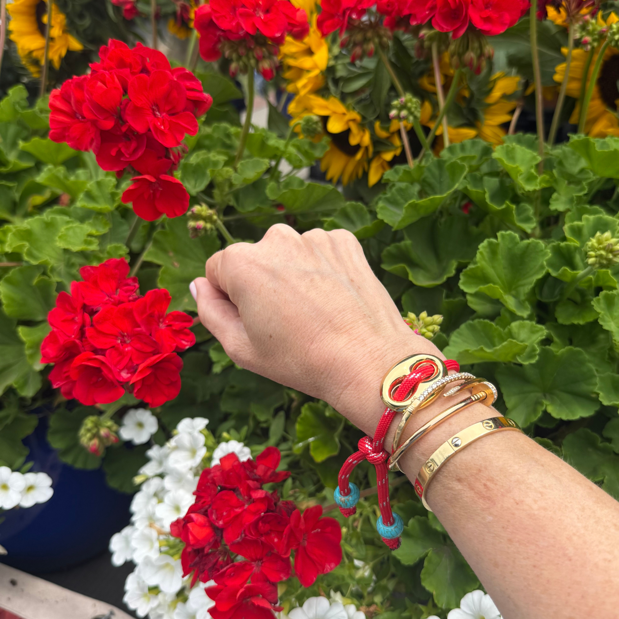 Red Paracord with Gold Mariner Bracelet