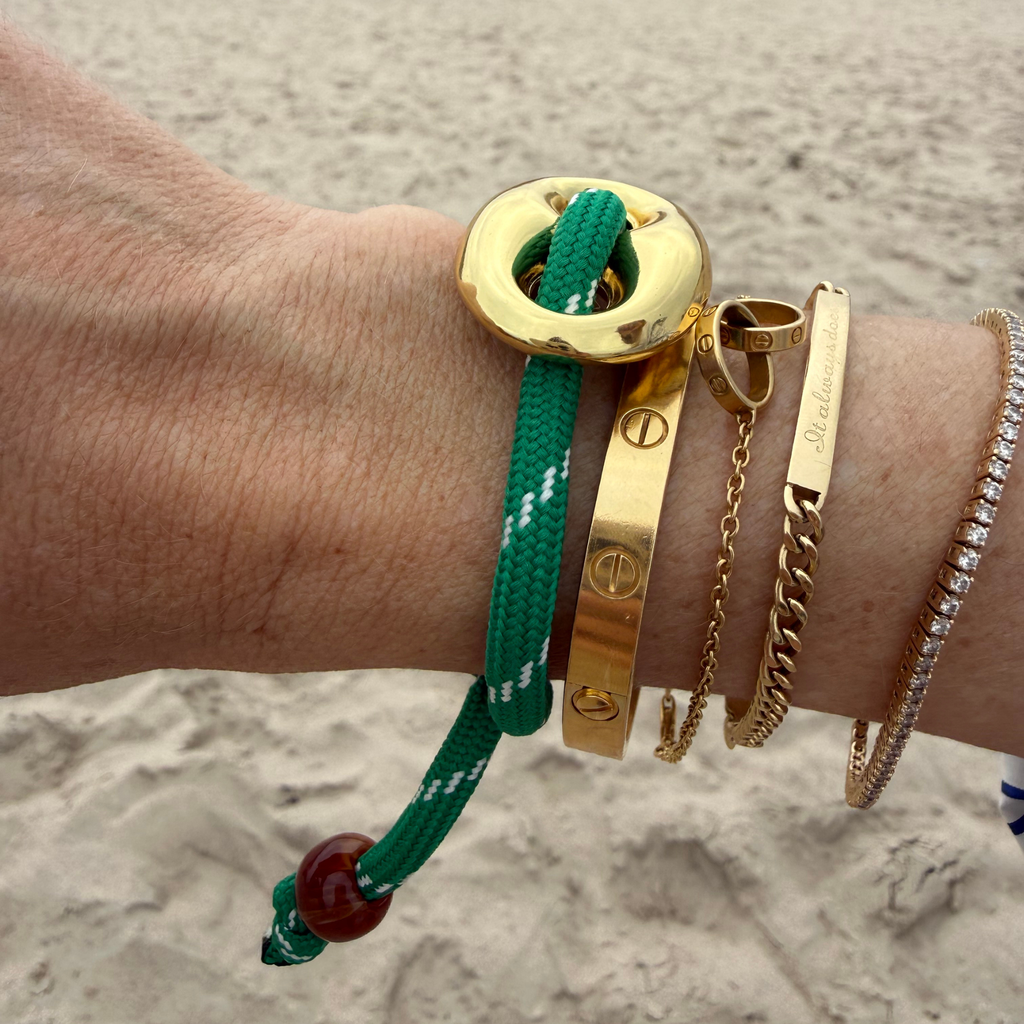 Green Paracord with Gold Mariner Bracelet