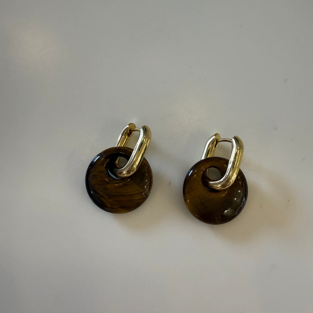 Tiger Eye Donut Gemstone Earring