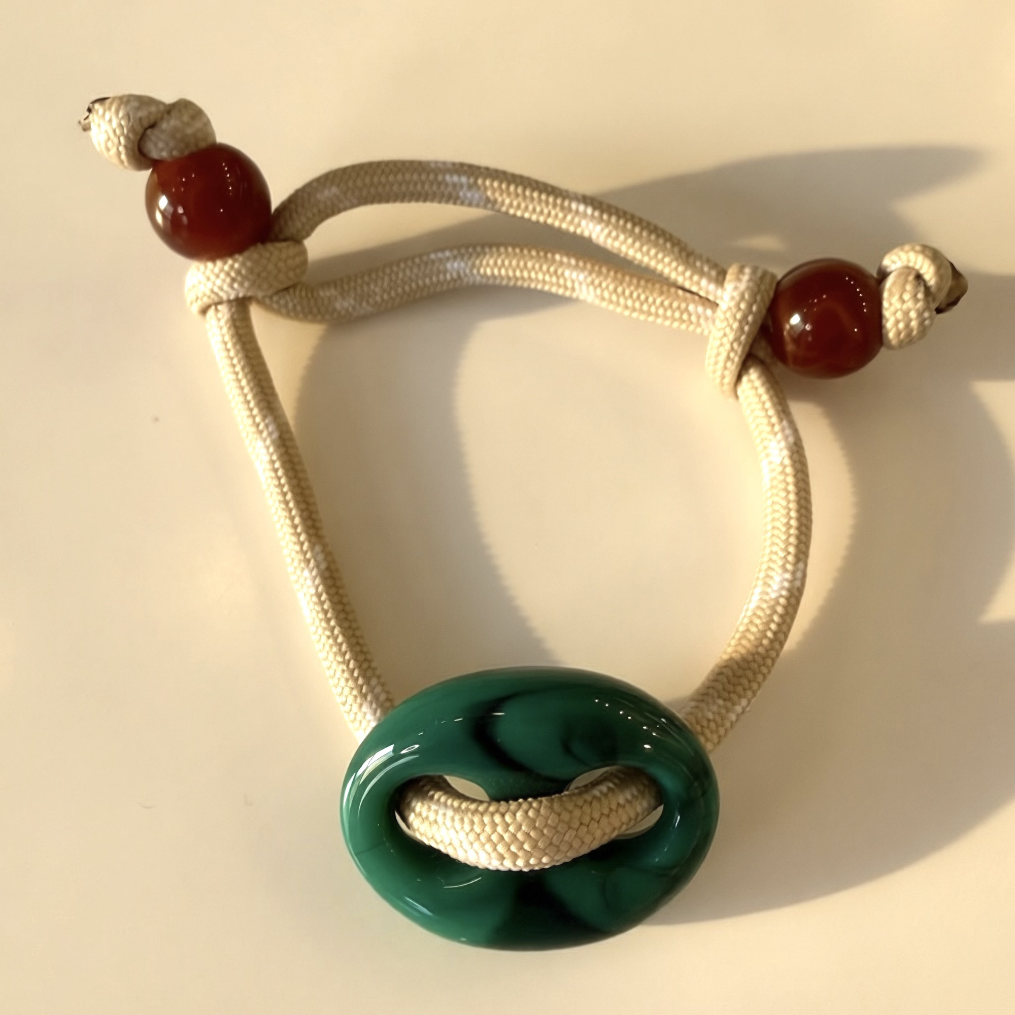 Light Beige Paracord with Malachite Mariner Bracelet
