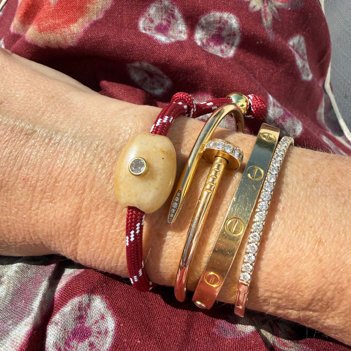 Burgundy Paracord Bracelet with Citrine Bead