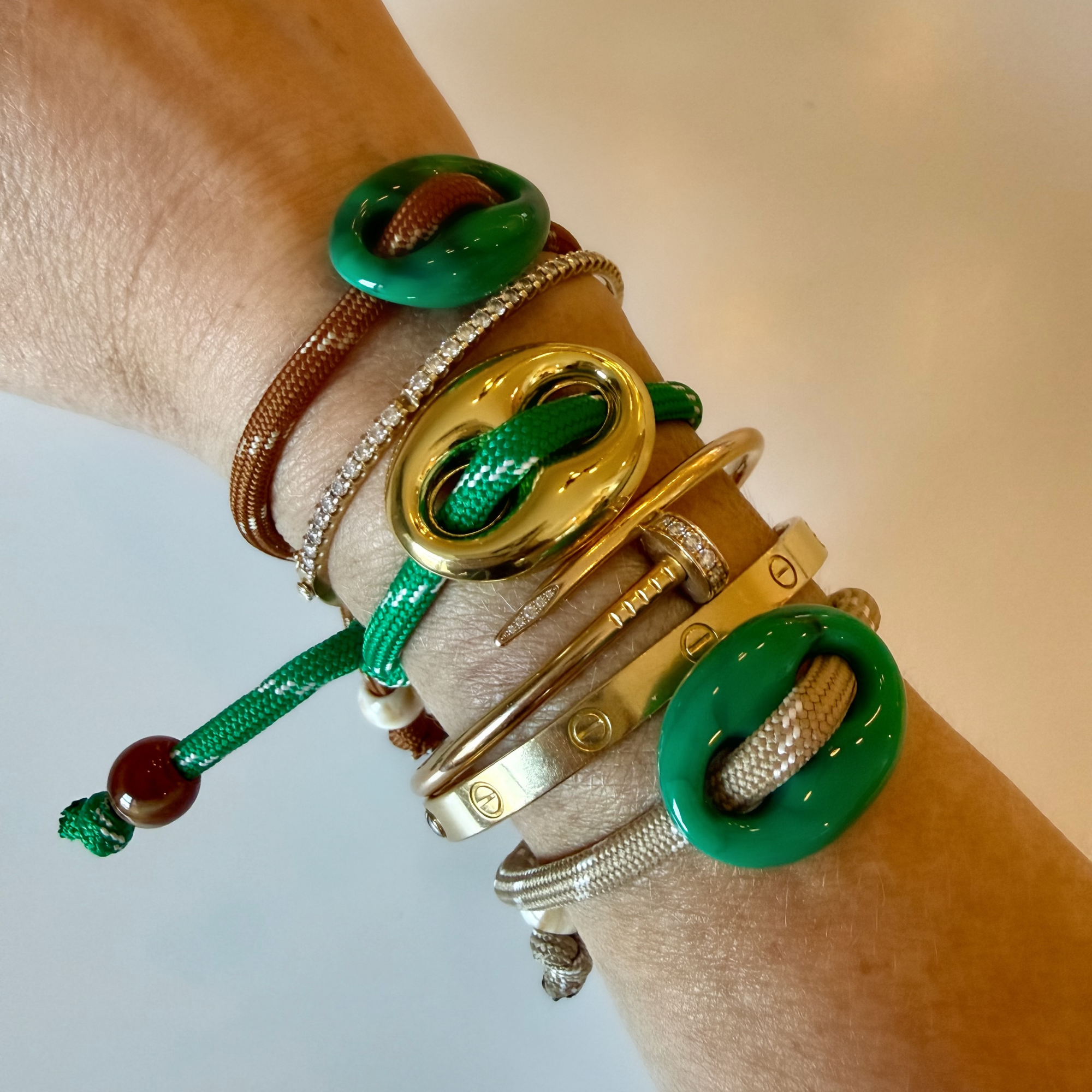 Green Paracord with Gold Mariner Bracelet