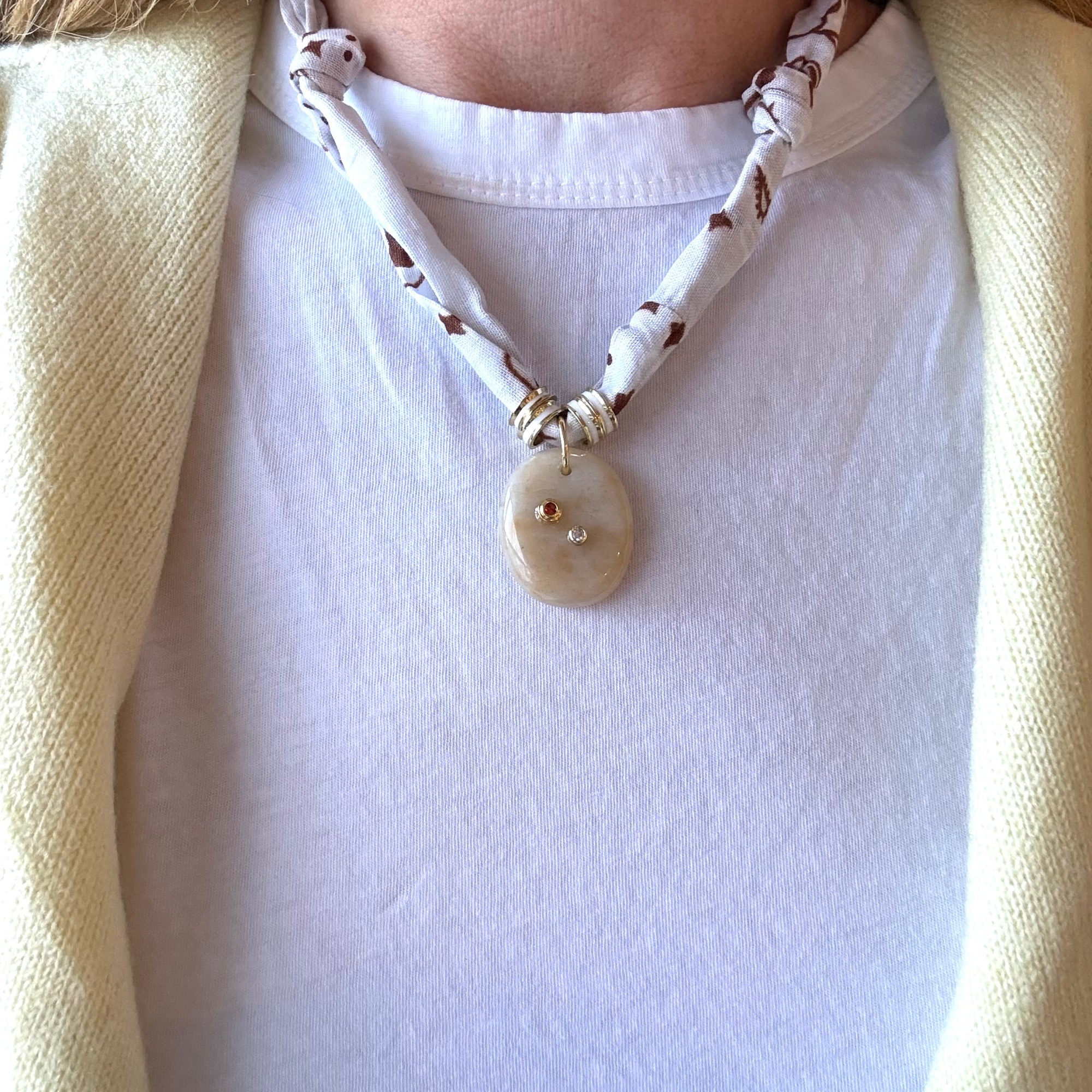 White & Brown Bandana - Topaz Stone