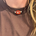 Leather Choker with Carnelian Bead
