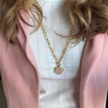 Chunky Gold Chain - Rose Quartz Heart