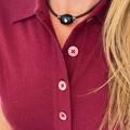 Brown Leather Choker with Onyx Bead