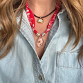 Red Bandana - Clear Quartz Stone