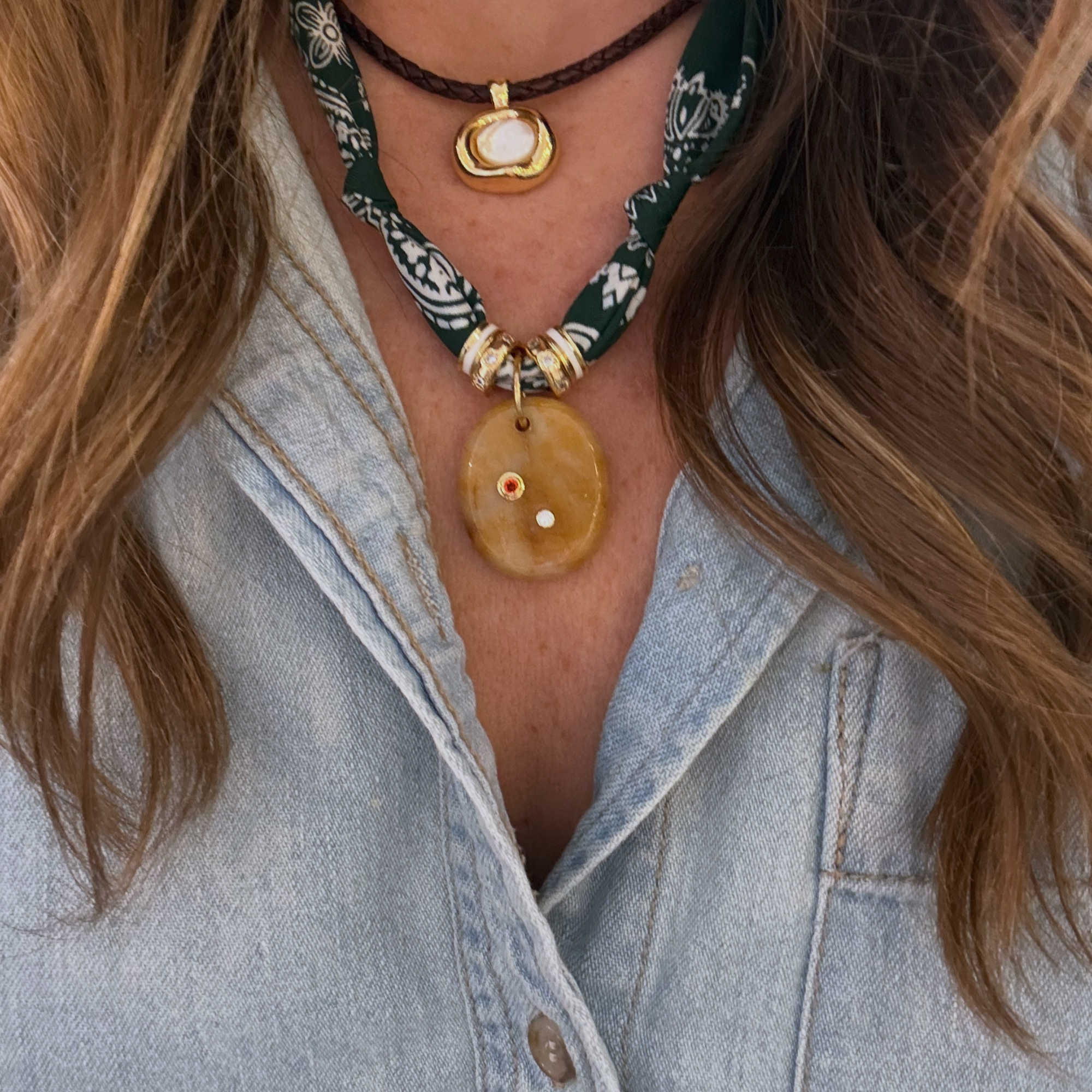 Green Bandana - Topaz Stone