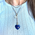 Gold Paperclip Chain - Custom Double Heart Lariat