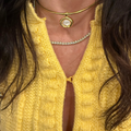 Gold Choker - Pearl Button Charm