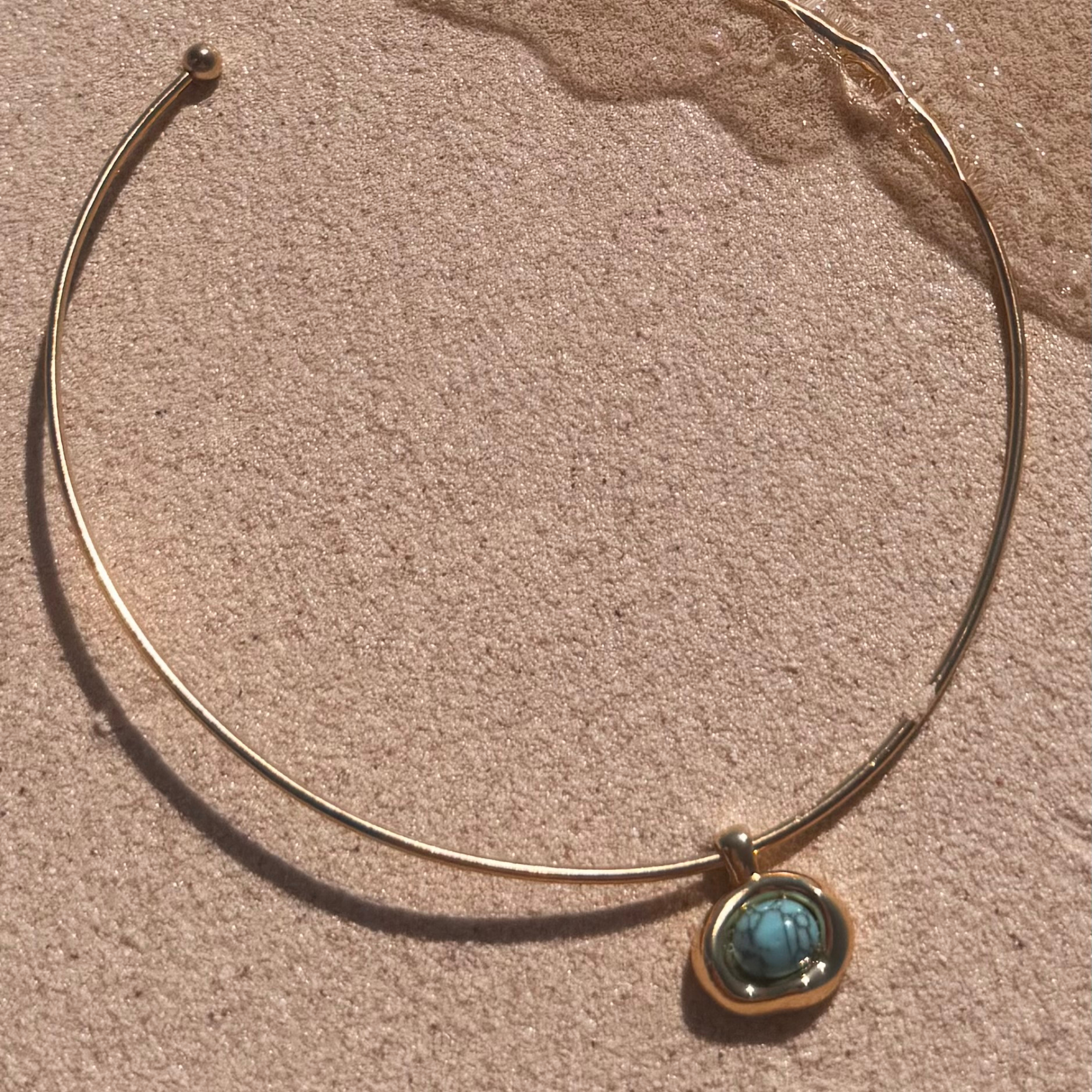 Gold Choker with Turquoise Button
