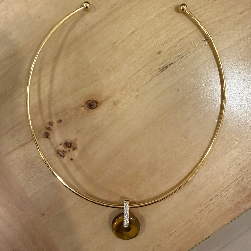 Gold Choker - Tiger Eye Donut