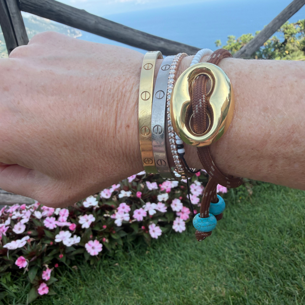 Brown Paracord with Gold Mariner Bracelet