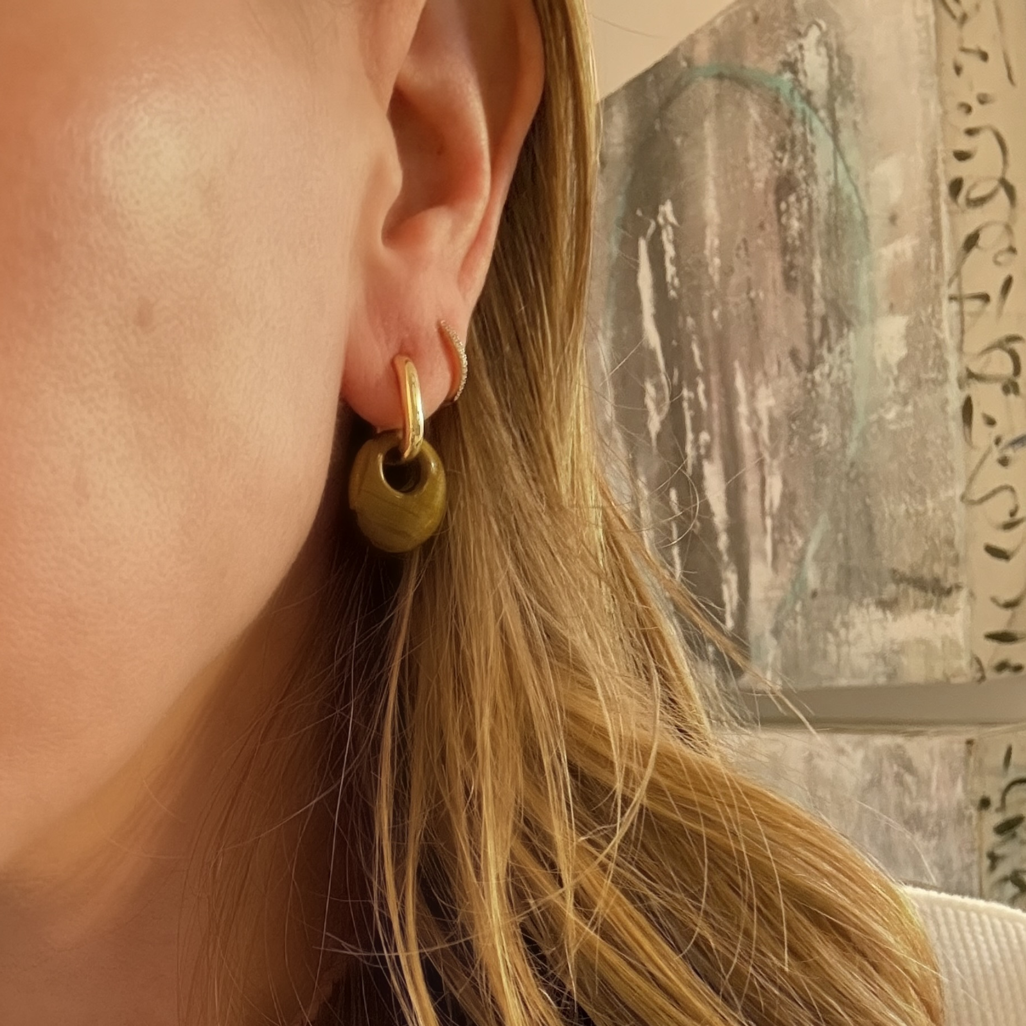 Tiger Eye Donut Gemstone Earring