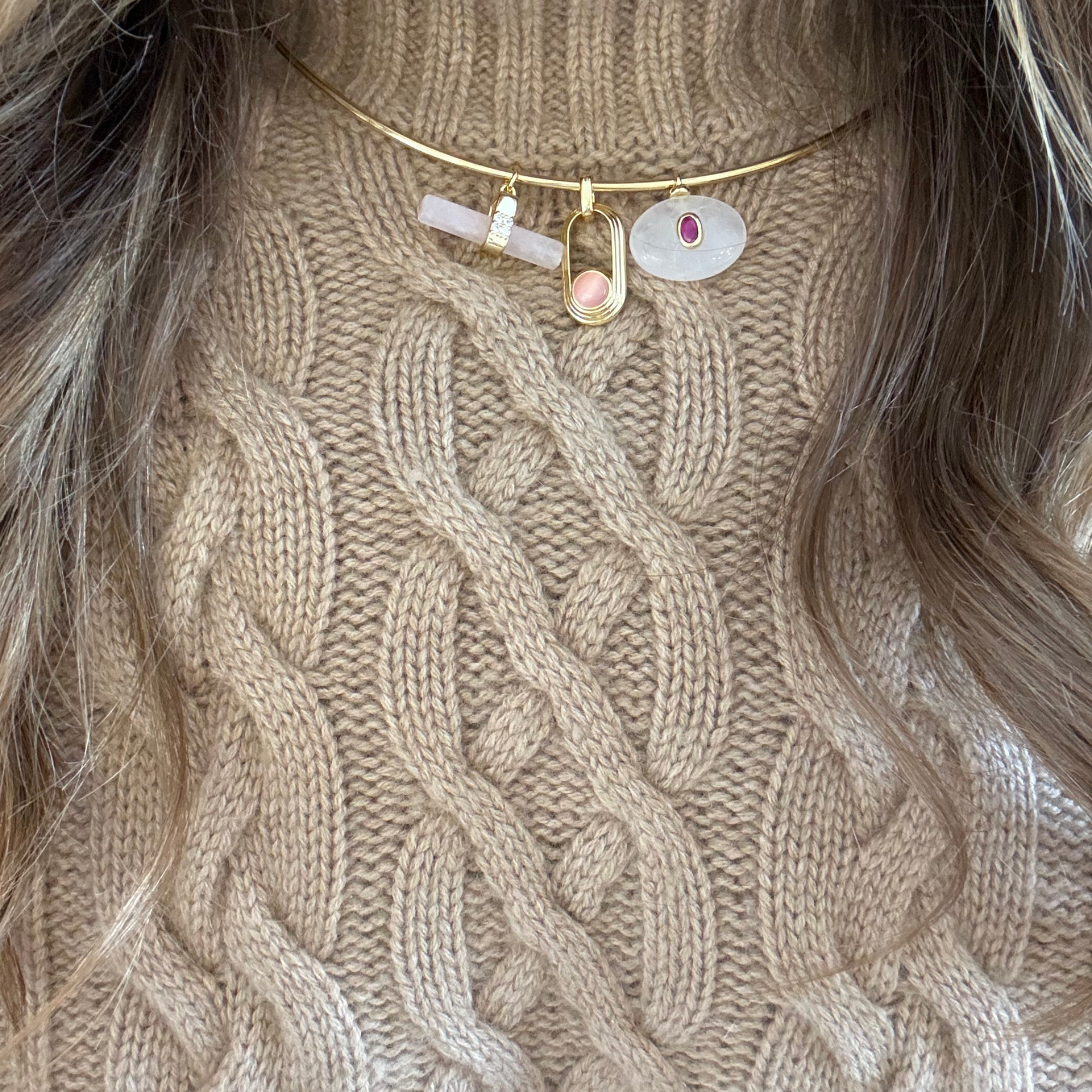 Gold Choker - Pink Charm Bundle
