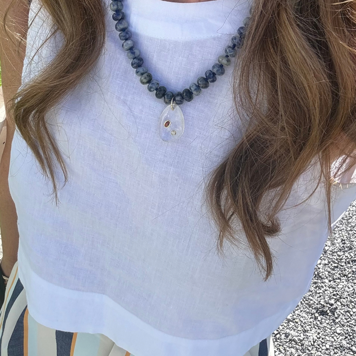 Lapis Beads with Clear Quartz