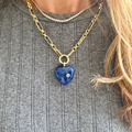 Gold Chunky Chain - Lapis Heart