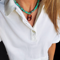 Teal Turquoise Beads with Tiger Eye Mariner Pendant