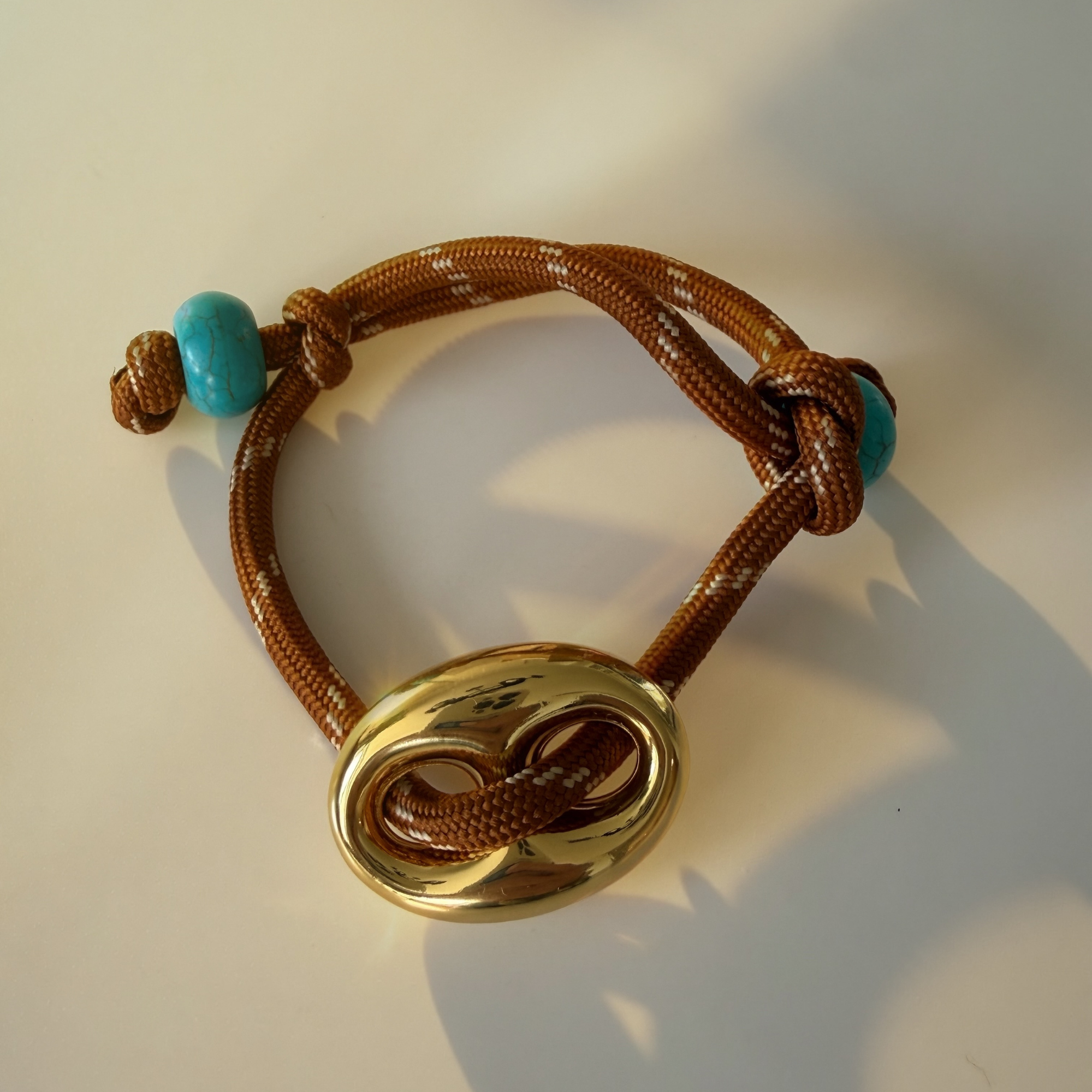 Brown Paracord with Gold Mariner Bracelet