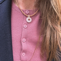 Beige Braided Leather - Rose Quartz Donut