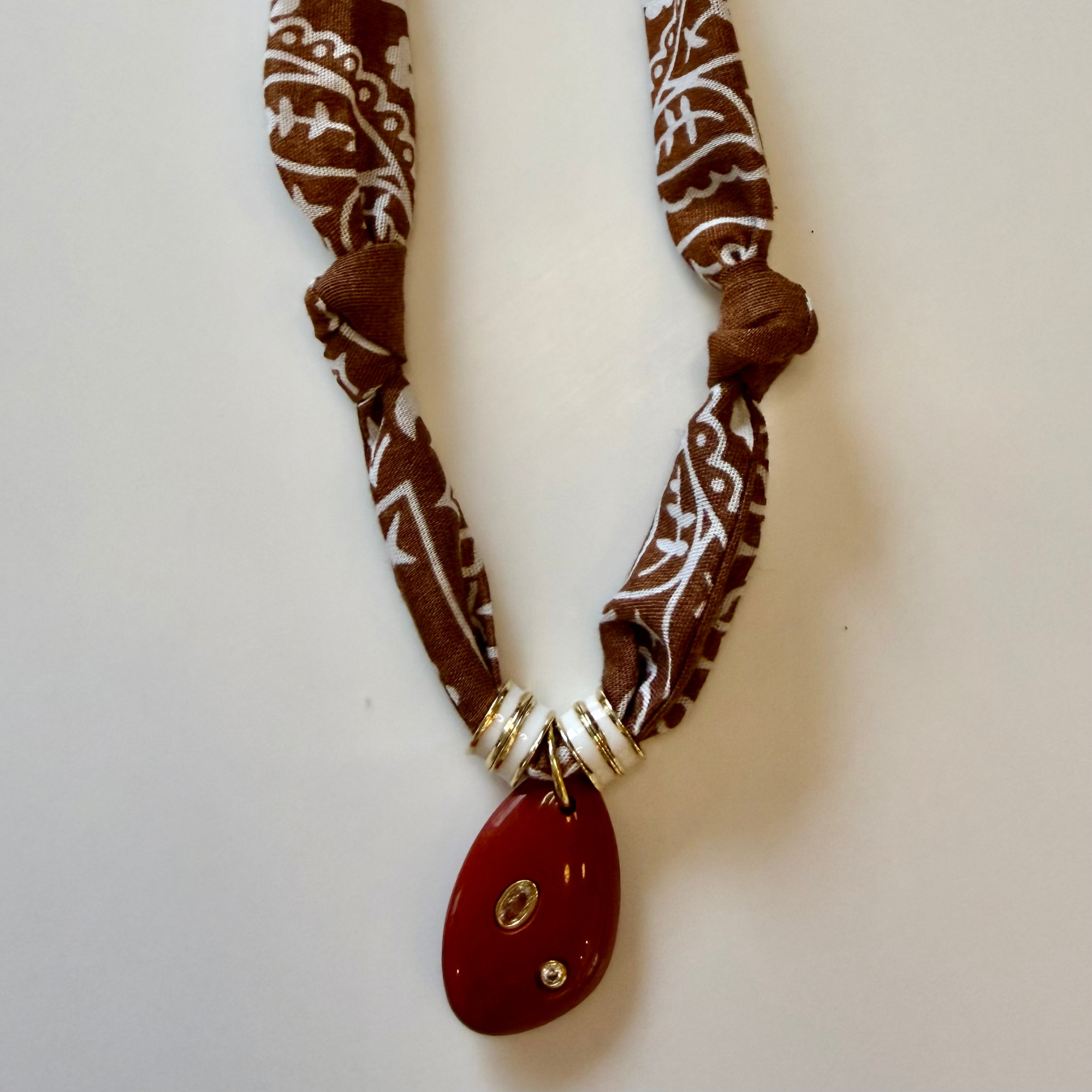 Brown Bandana with Ruffle Stone