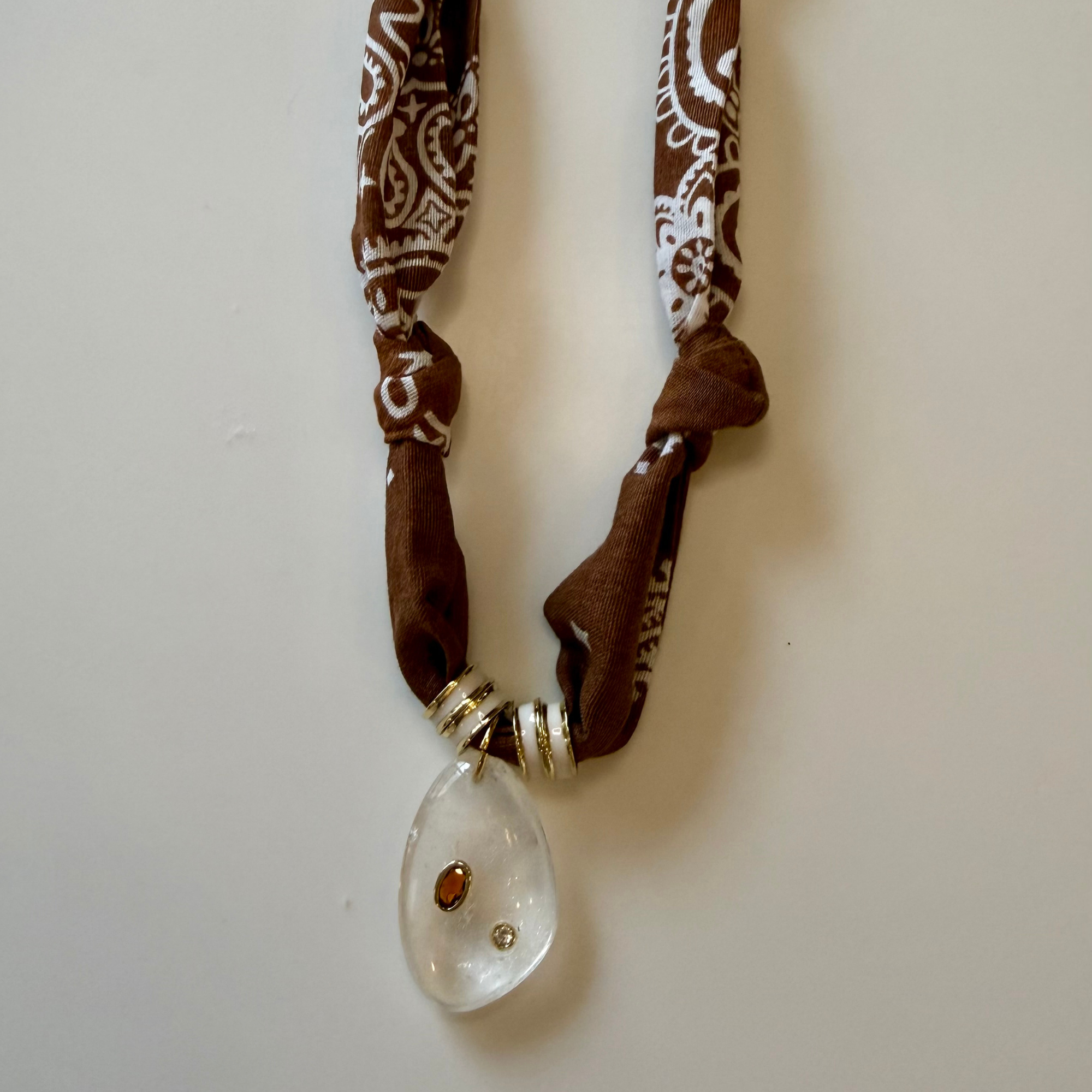 Brown Bandana with Clear Quartz