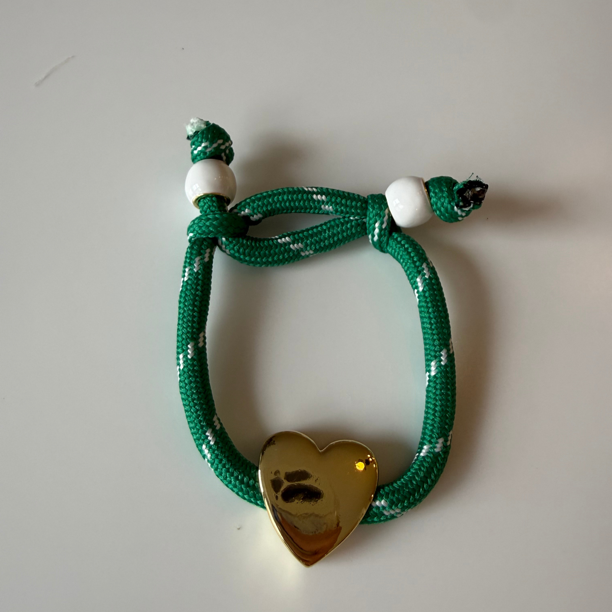 Green Paracord with Gold Heart Bracelet