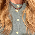 Braided Leather with Pearl Button