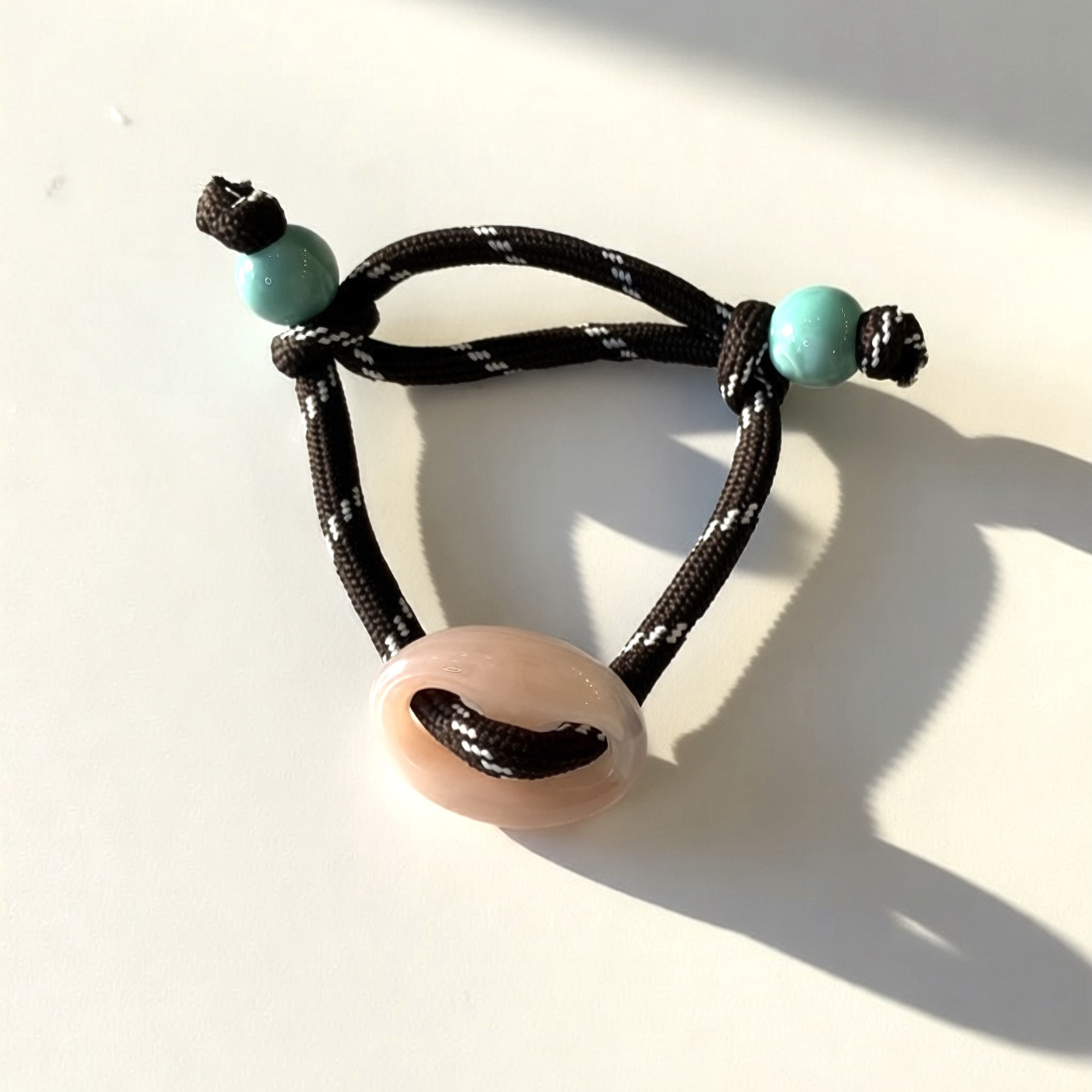 Brown Paracord with Rose Quartz Mariner Bracelet