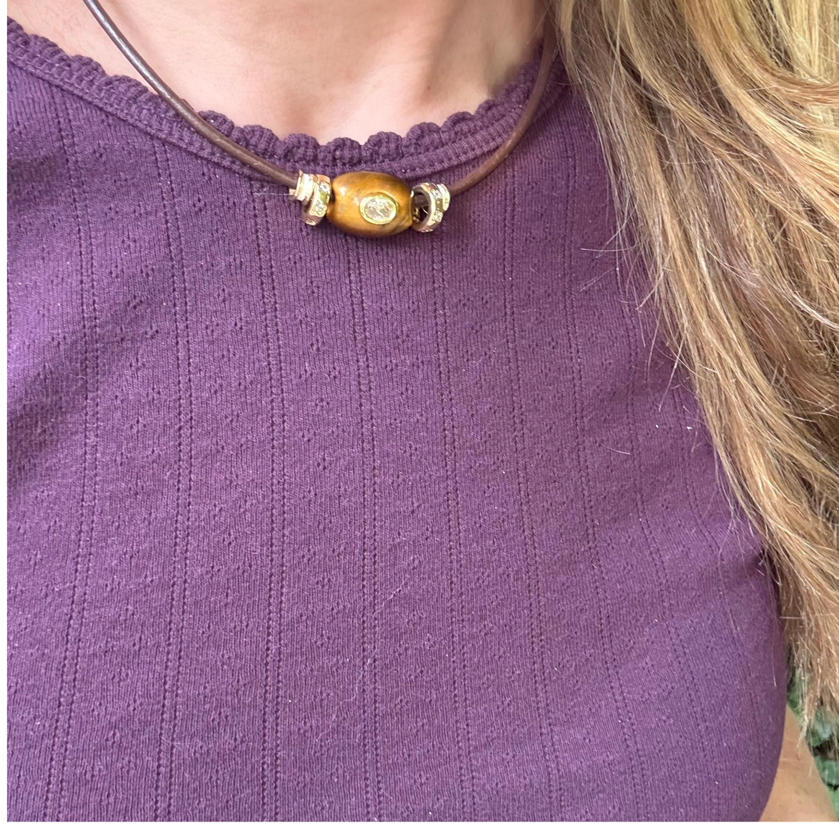 Leather with Tiger Eye Bead
