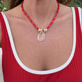 Red Paracord - Clear Quartz Stone