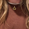Tiger Eye Button - Leather Cord