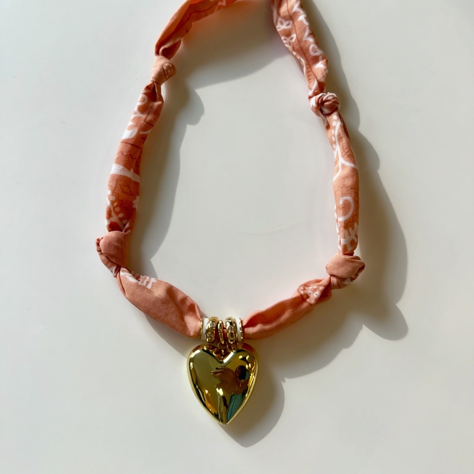 Salmon Bandana with Gold Puffy Heart