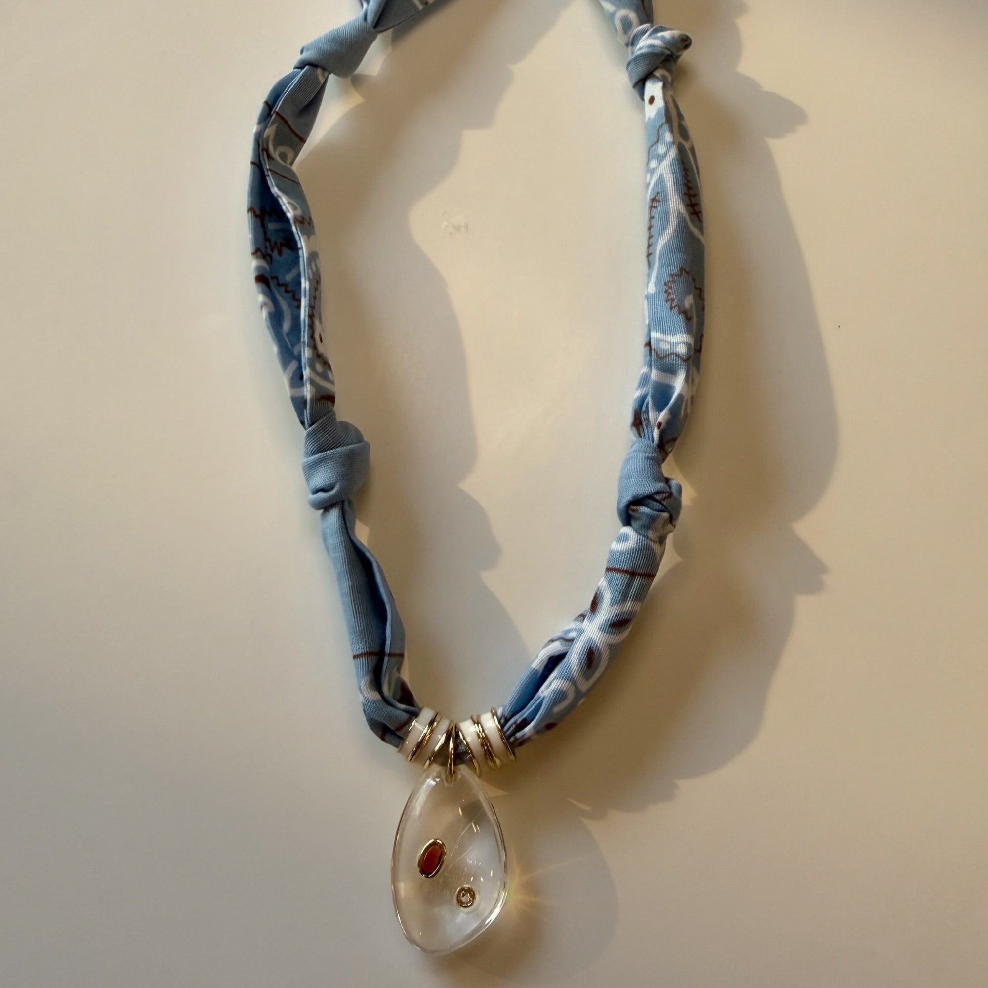 Chambray Bandana with Clear Quartz