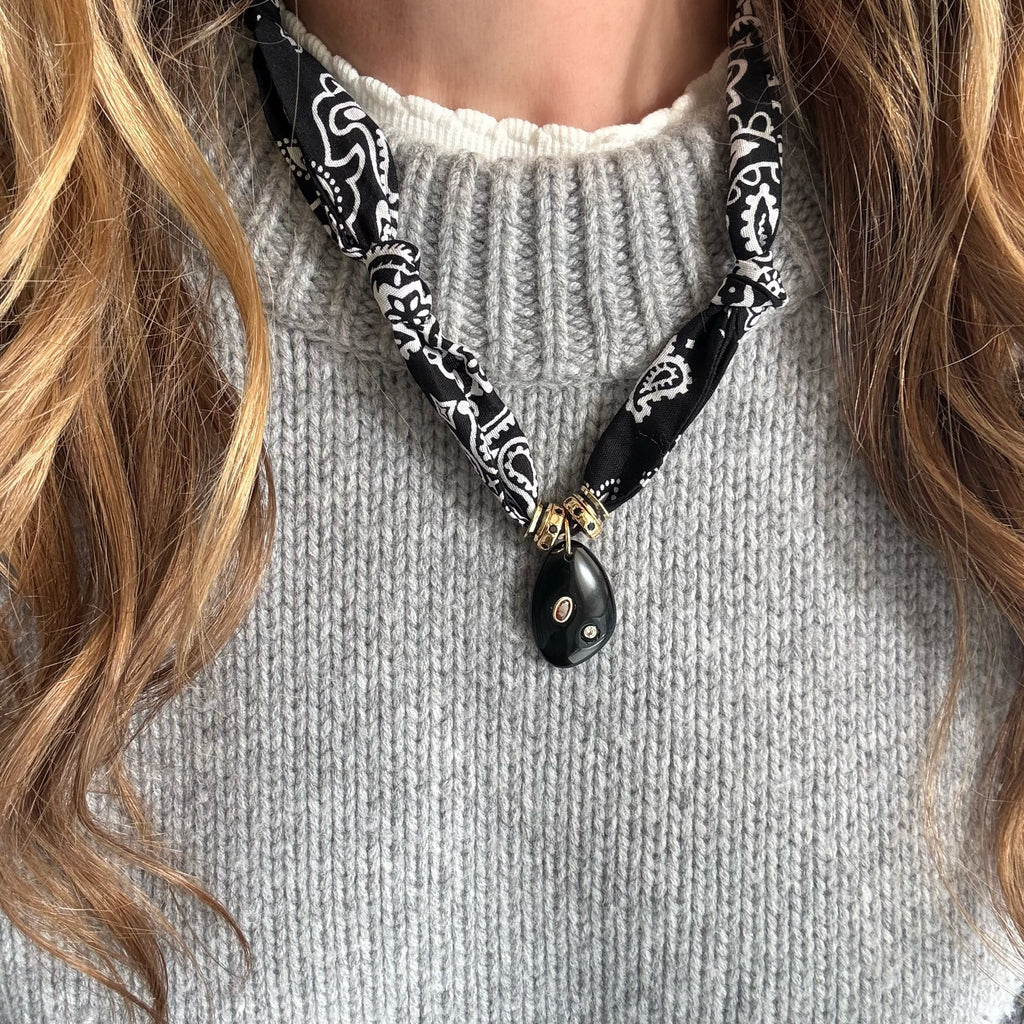 Black Bandana with Black Onyx Stone