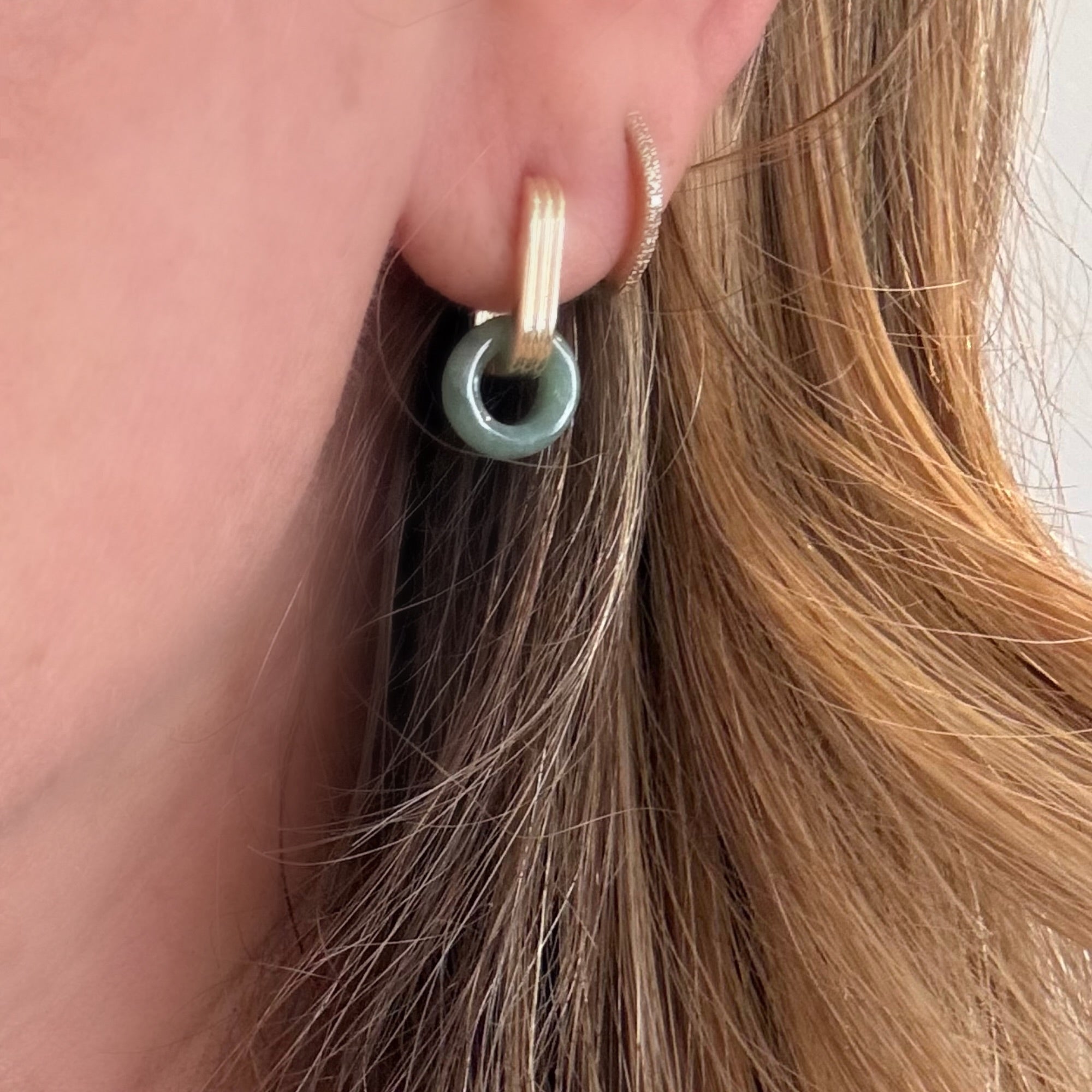 Mini Jade Hoop Gemstone Earrings