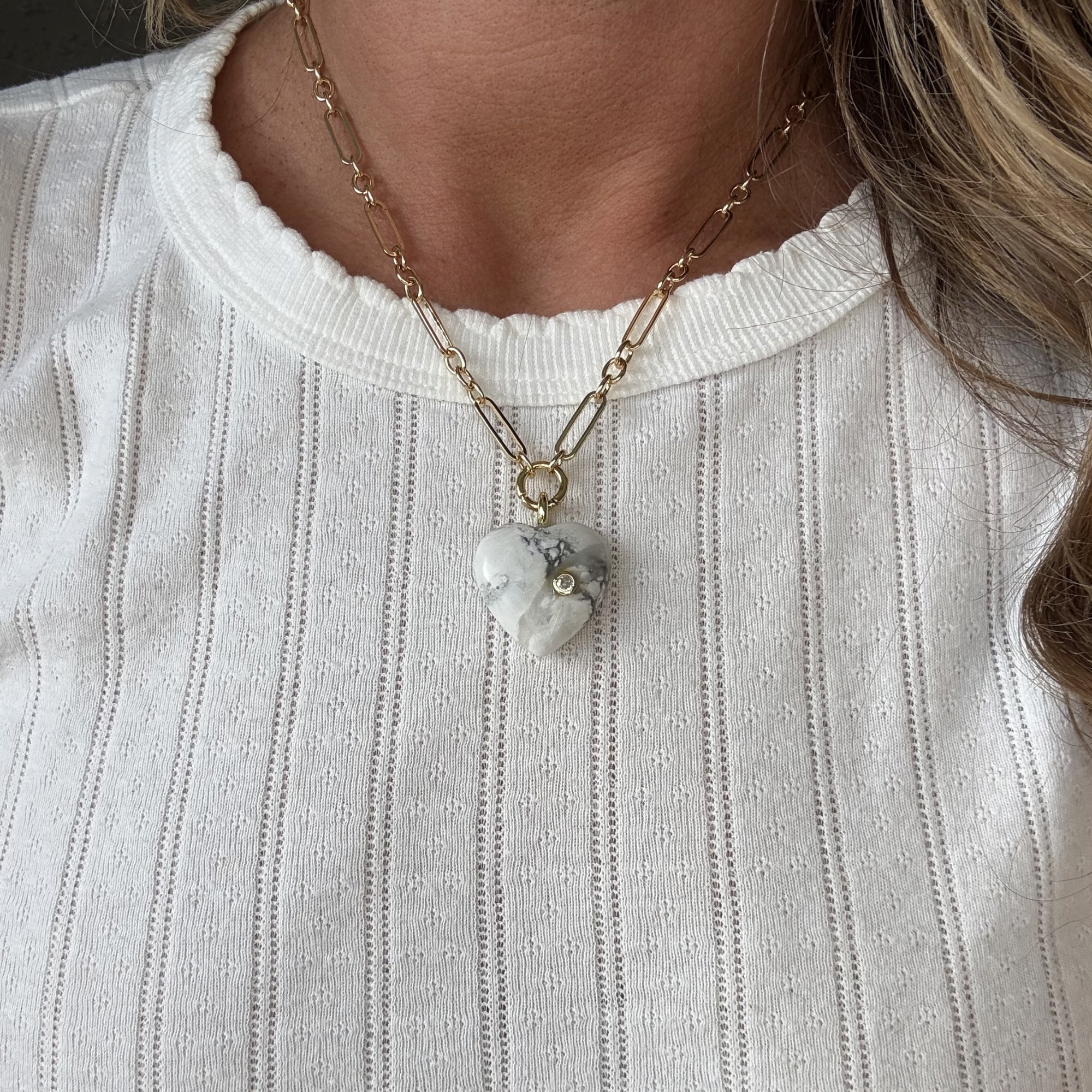 Gold Chain - Howlite Heart