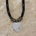 Black Paracord - Clear Quartz Heart