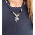 Navy Bandana - Clear Quartz