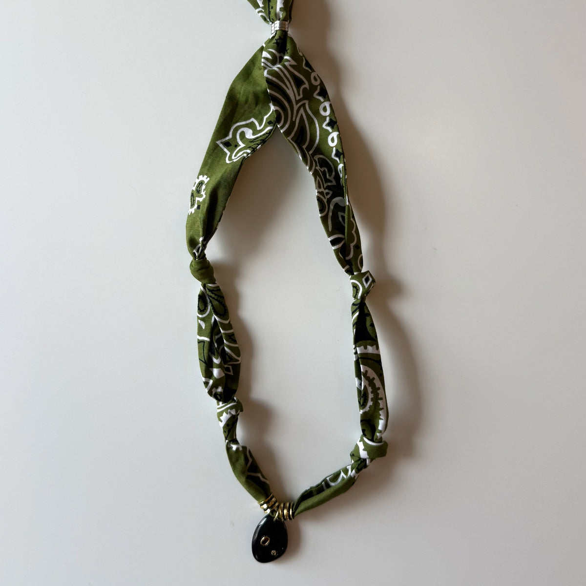 Green Bandana with Black Onyx Stone