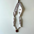 White and Brown Bandana with Carnelian Stone