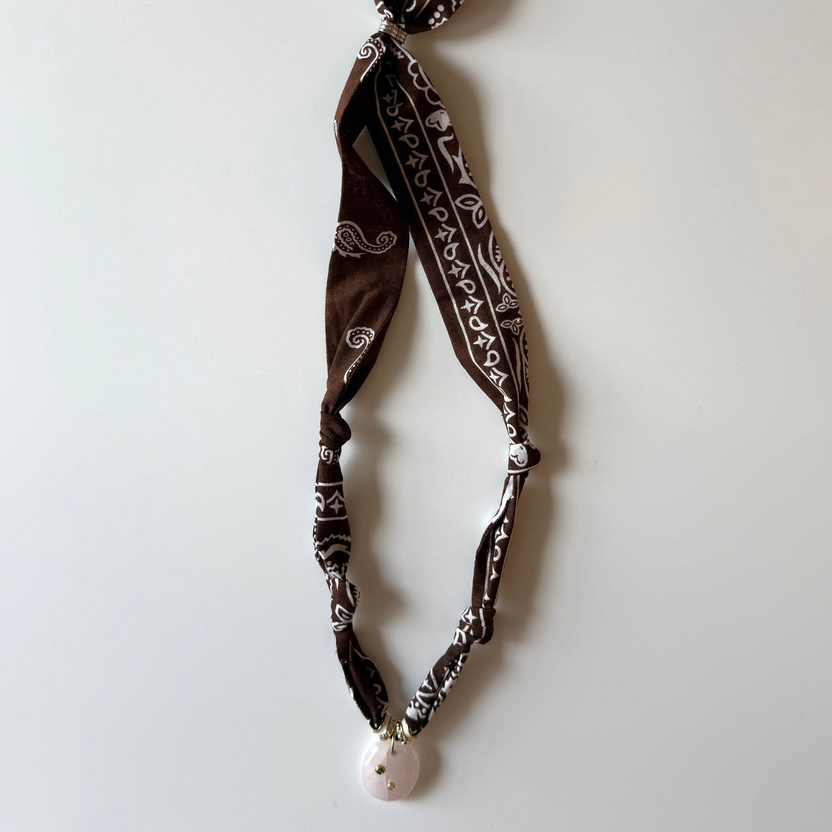 Brown Bandana with Rose Quartz